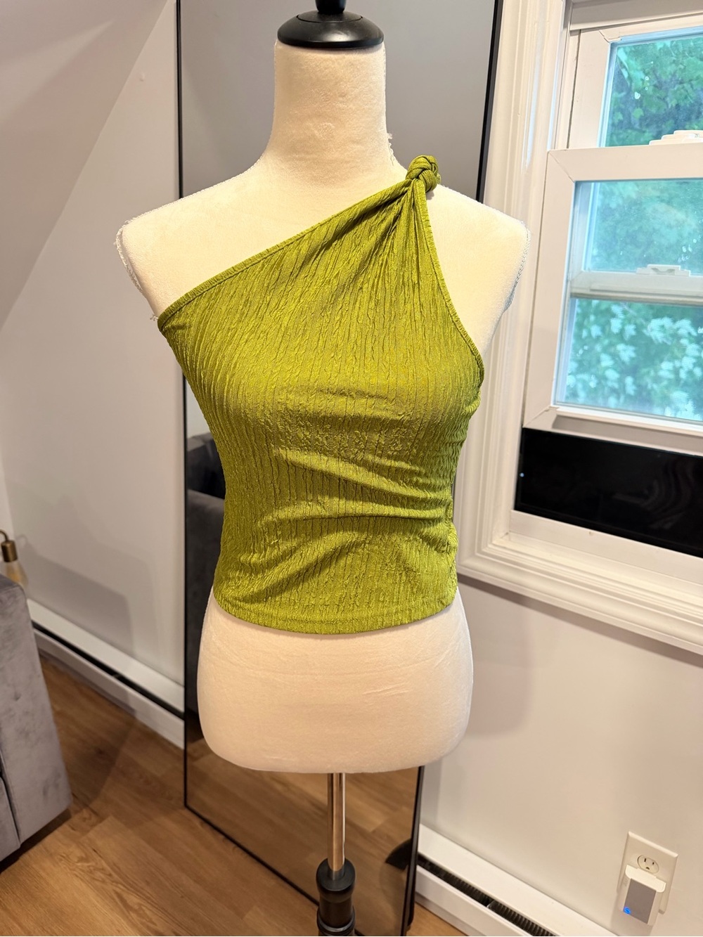SHEIN One-Shoulder Knot Camisole - Lime Green